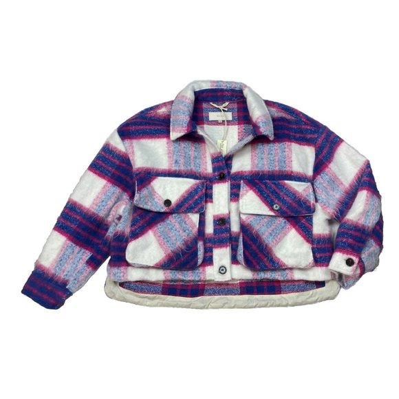 *NWT Blank NYC Jacket Shacket In Prime Time Color Way Plaid Womens Size L $148 - Picture 4 of 12